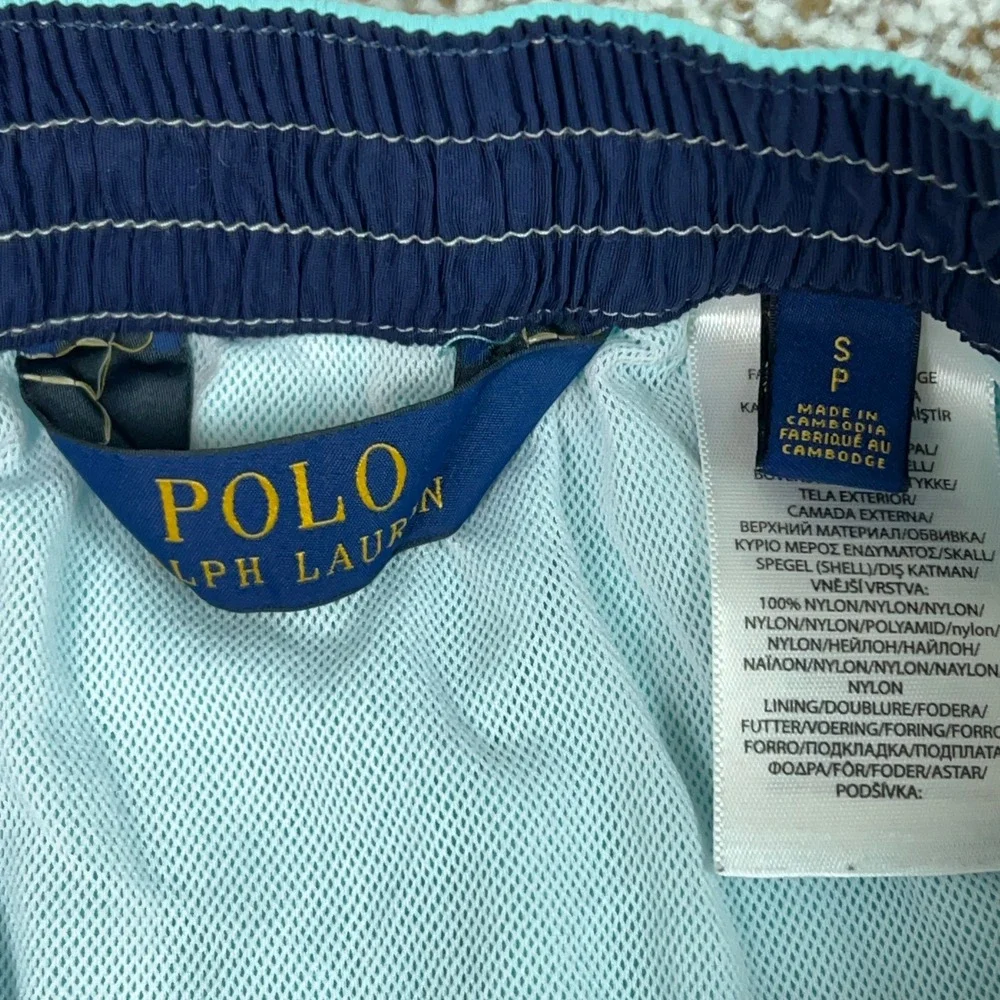 Polo Ralph Lauren Swim Trunks Mens Small Blue Cargo Mesh Lined Drawstring Pony
